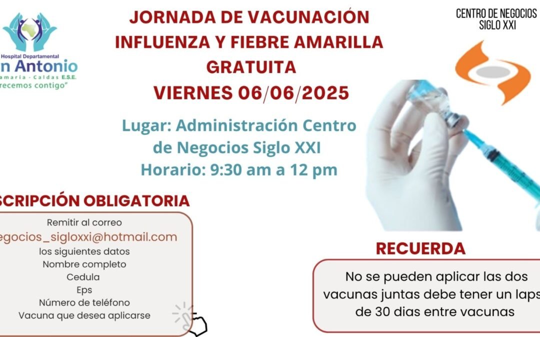 Participa mañana en la jornada de vacunación contra influenza y fiebre amarilla